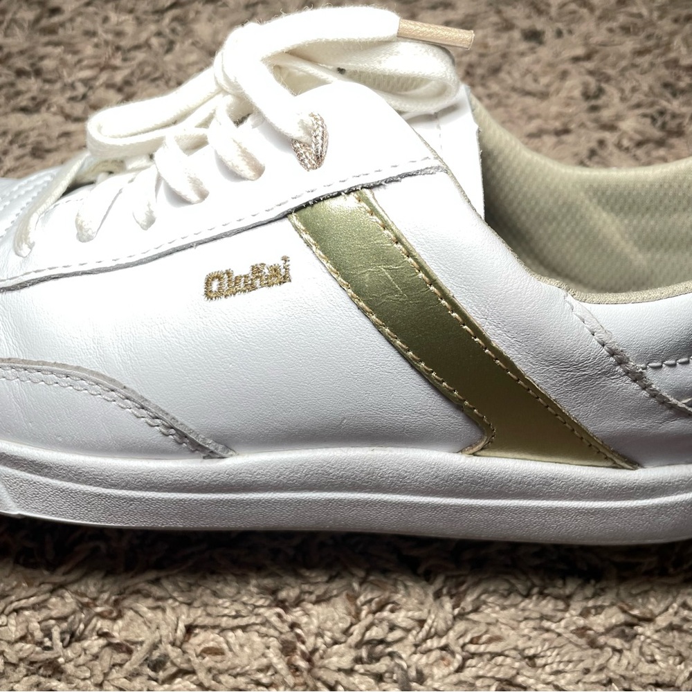 OluKai Women’s White Sneakers with Gold Accent - Picture 8 of 10